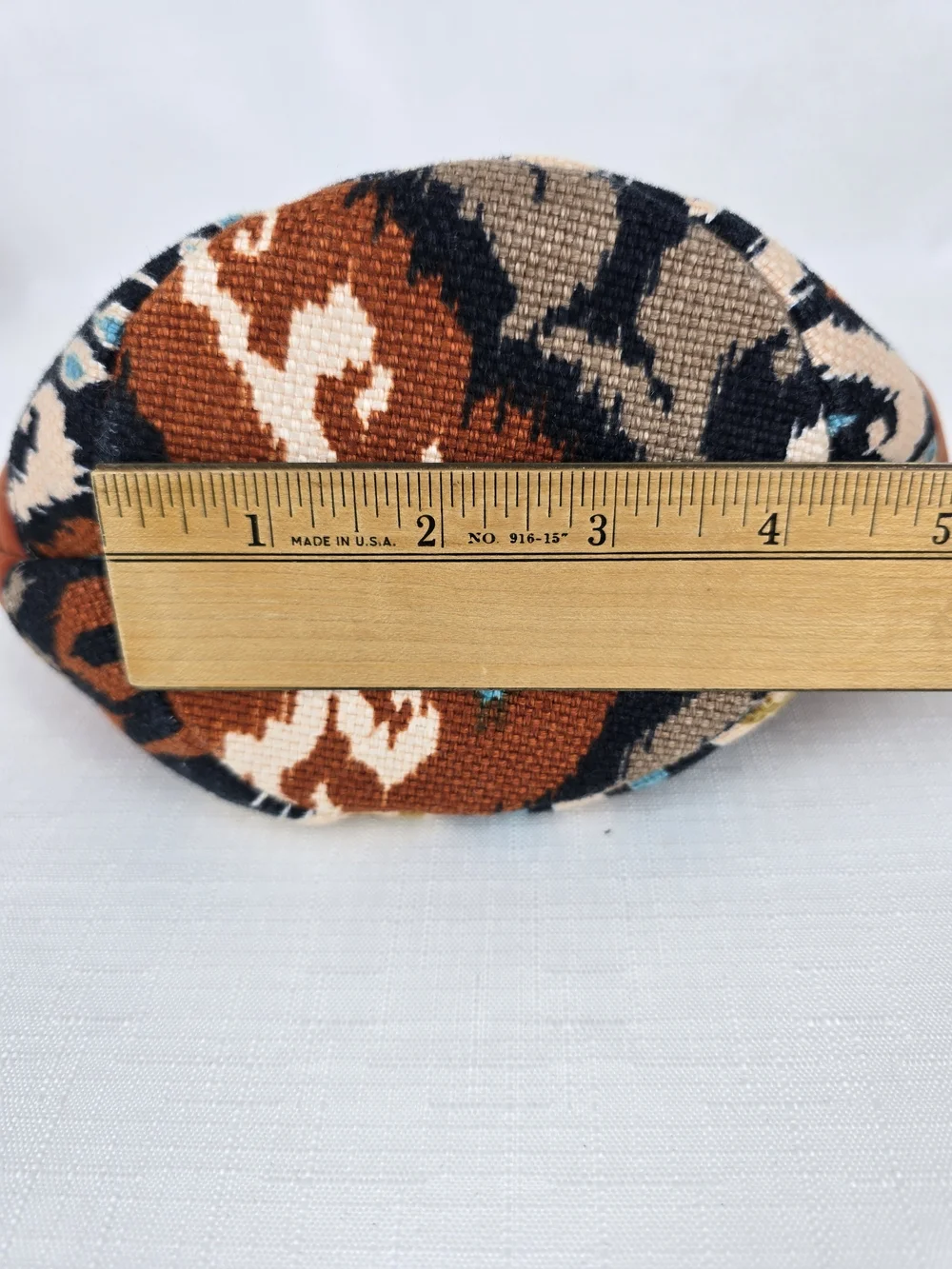 Spartina 449 Rust Brown Drawstring Cosmetic Pouch with Patterned Base